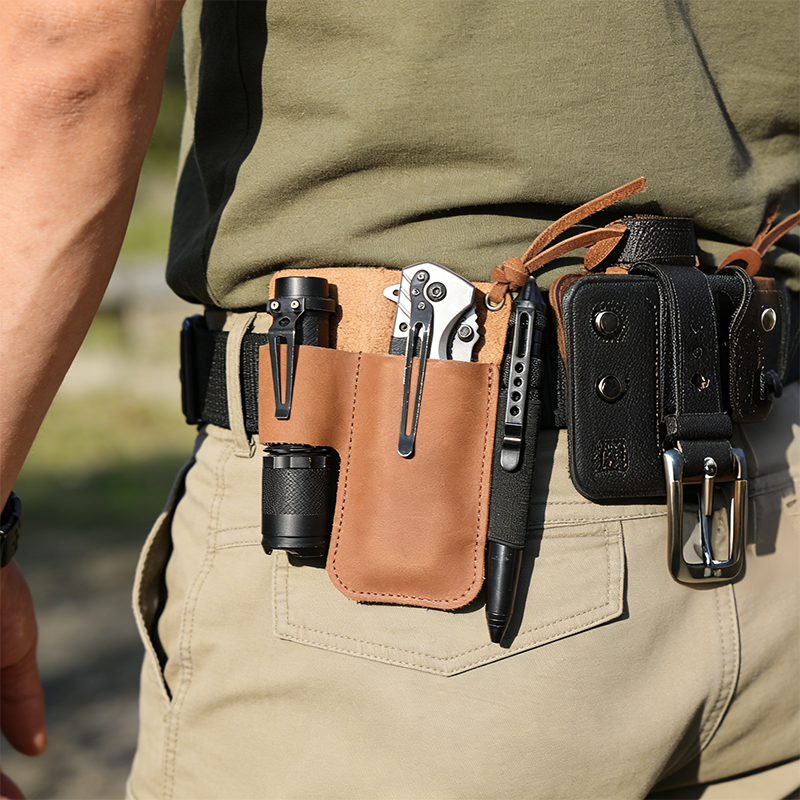 Edc Carry Knife - EDC Leather Flashlight Tool Holster Multi-functional