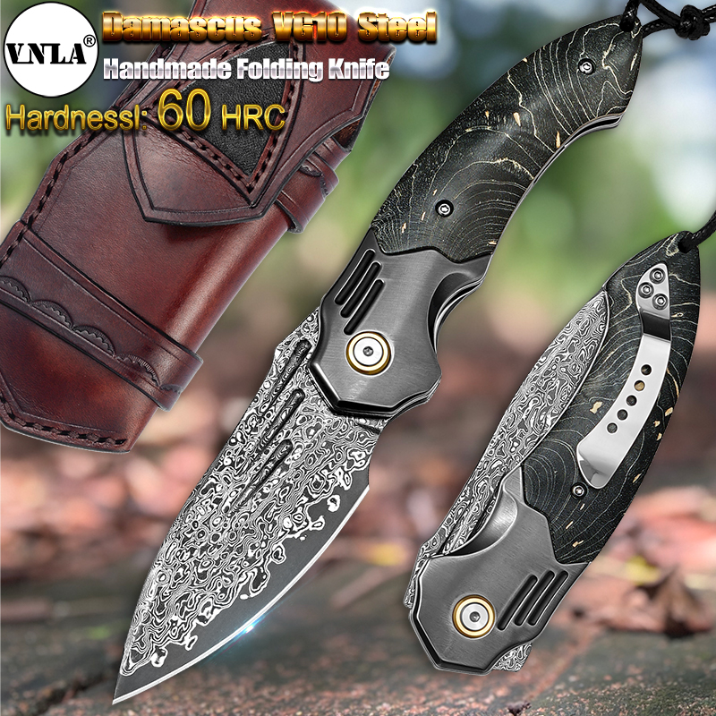 Edc Carry Knife - VNLA Handmade Damascus Steel Pocket Knife,