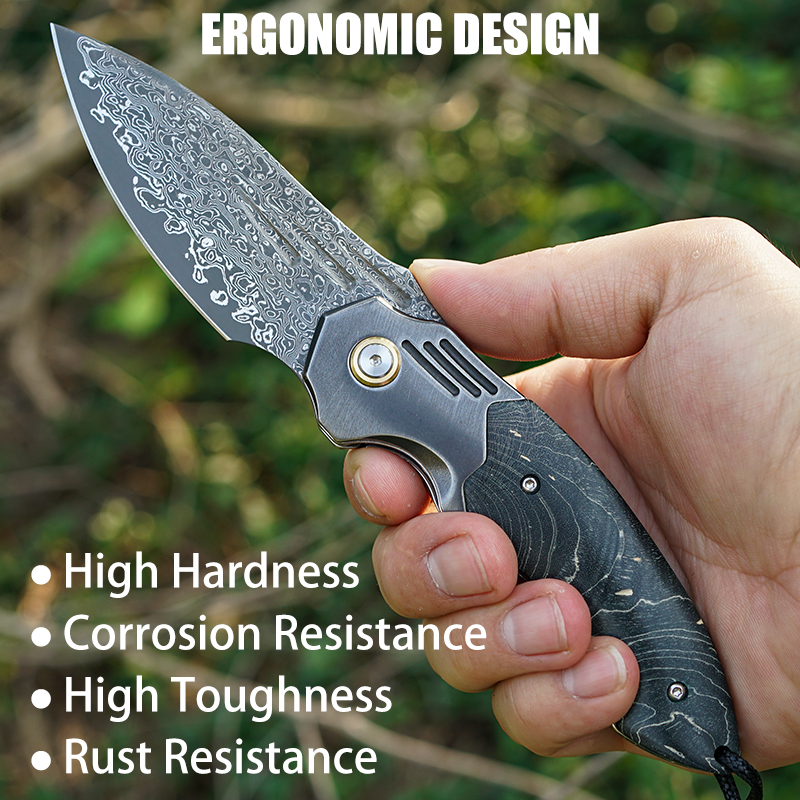 VNLA Handmade Damascus Steel P - مراجعة Edc Carry Knife وسعره